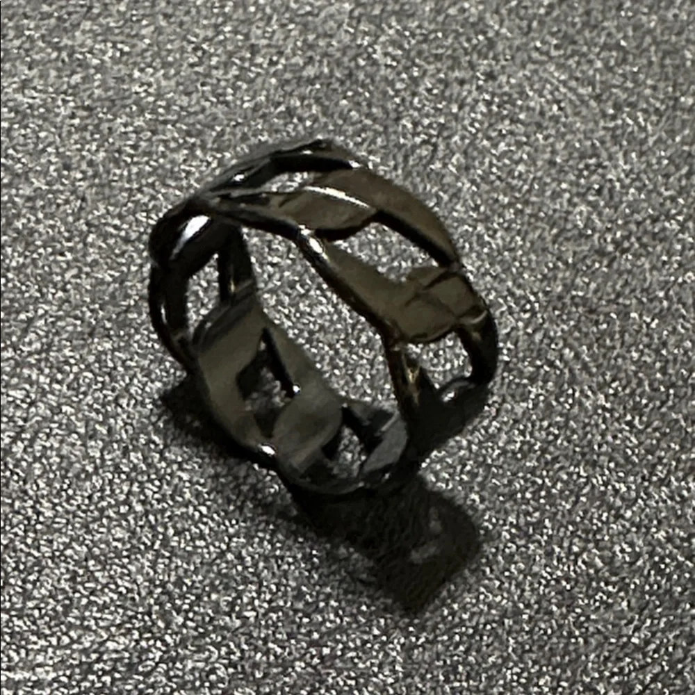 Black Urban Style Chain Link Stainless Steel Ring